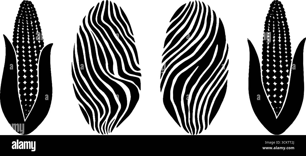 Street corn art astratto con elementi di peperoncino e calce per un design grafico. Illustrazione Vettoriale