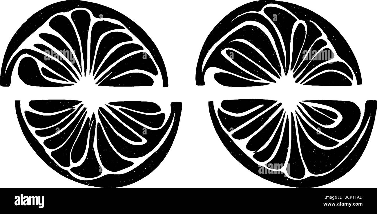 Design a cuneo di lime astratto in bianco e nero per temi culinari. Illustrazione Vettoriale