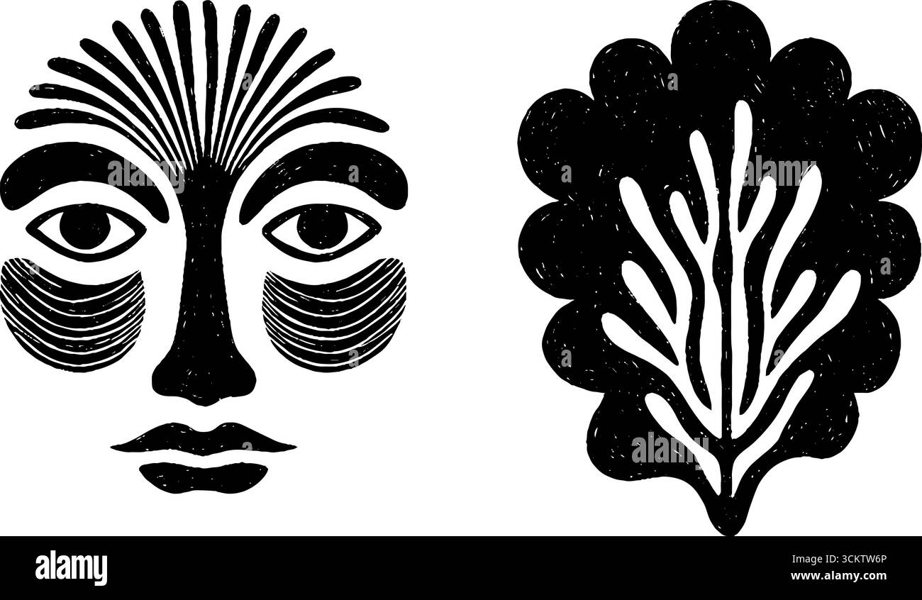 Totem etnico per la progettazione di facciate e foglie per creazioni artistiche e culturali. Illustrazione Vettoriale