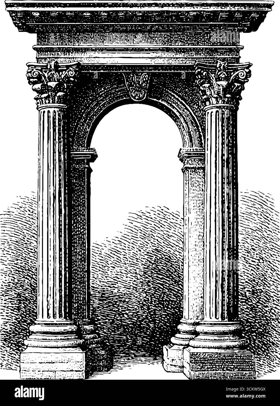 Chiave di volta e cornice architettonica vintage per progetti di design classico. Illustrazione Vettoriale