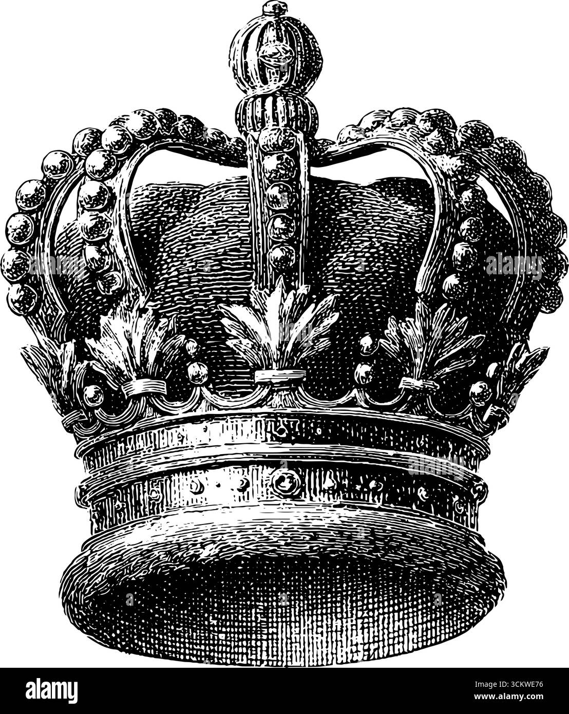 Stemma con scudo coronato in stile incisione vintage per un design e una decorazione araldici. Illustrazione Vettoriale