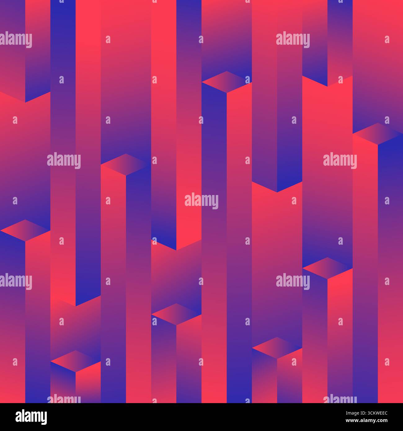 prismi verticali geometrici astratti in una sfumatura dal rosa al blu per creare una moderna opera d'arte digitale con linee nitide e ritmo visivo ideale per Illustrazione Vettoriale