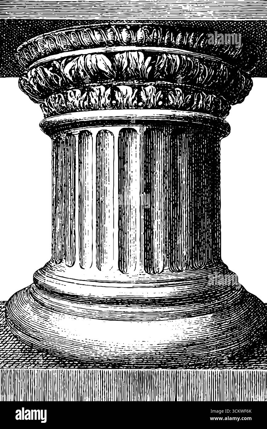 Colonne vintage incise in stile inciso per elementi decorativi. Illustrazione Vettoriale