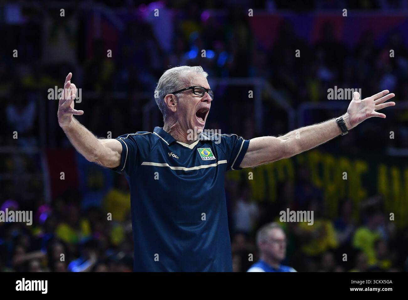 Rio de Janeiro, Brasile, 14 giugno 2025. Allenatore Bernardinho, durante la partita tra Ucraina e Brasile, per la Lega delle Nazioni di pallavolo maschile, al Foto Stock