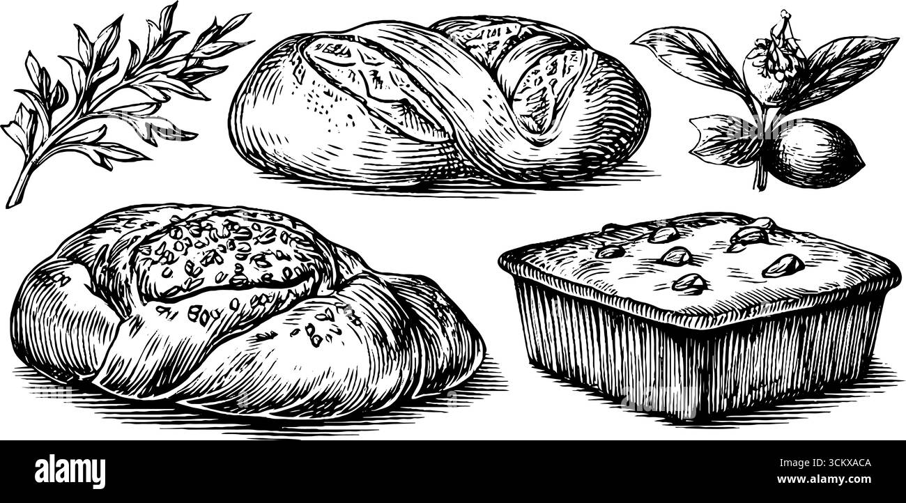 Tradizionale cracker di riso edo e pane al formaggio romano con decorazioni alle erbe e alla frutta. Illustrazione Vettoriale