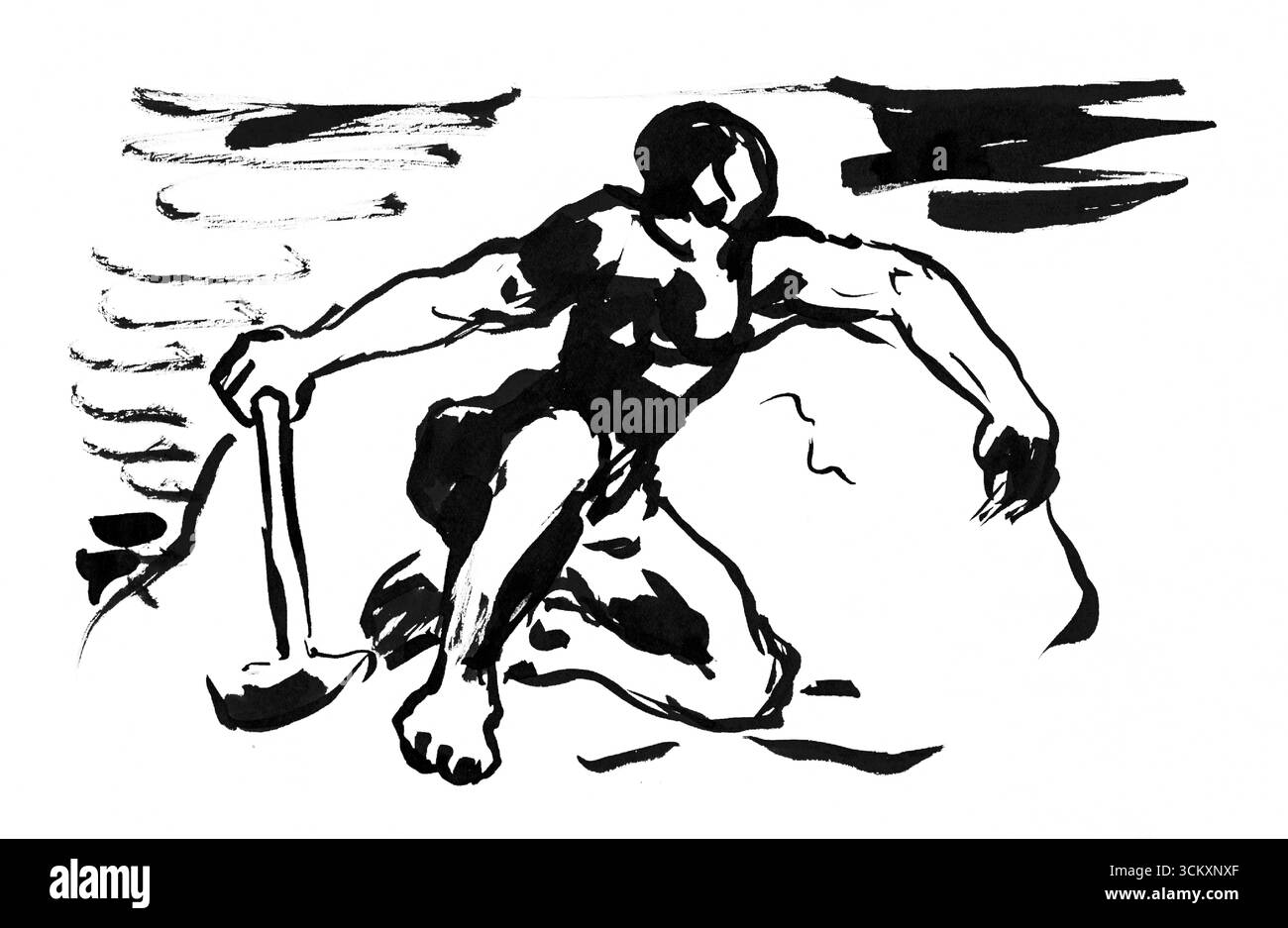 Sketchbook 22: Seated Figure di Arnold Peter Weisz Kubincan - Slovacco Modernist Expressionist Figurative Study, opera d'arte dell'inizio del XX secolo Foto Stock