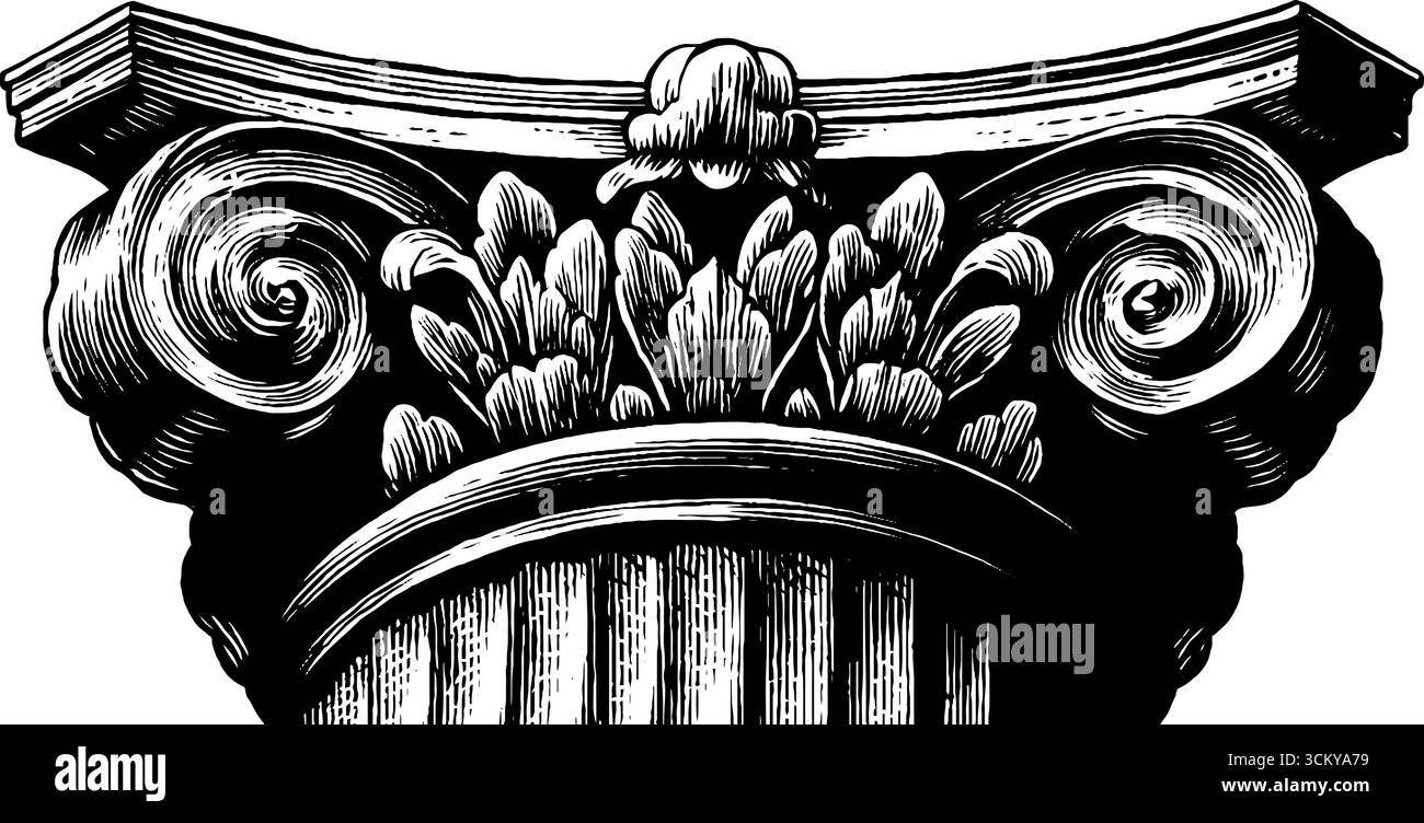 Intricato frammento di piastrelle a mosaico antico in bianco e nero con decorazioni classiche. Illustrazione Vettoriale