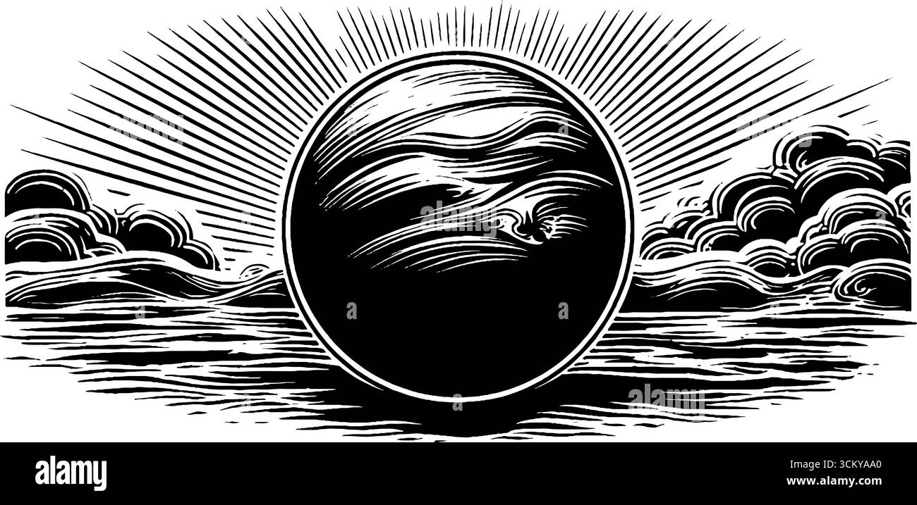 Pietra di luna celeste con motivi vorticosi e luce radiosa per un design mistico. Illustrazione Vettoriale