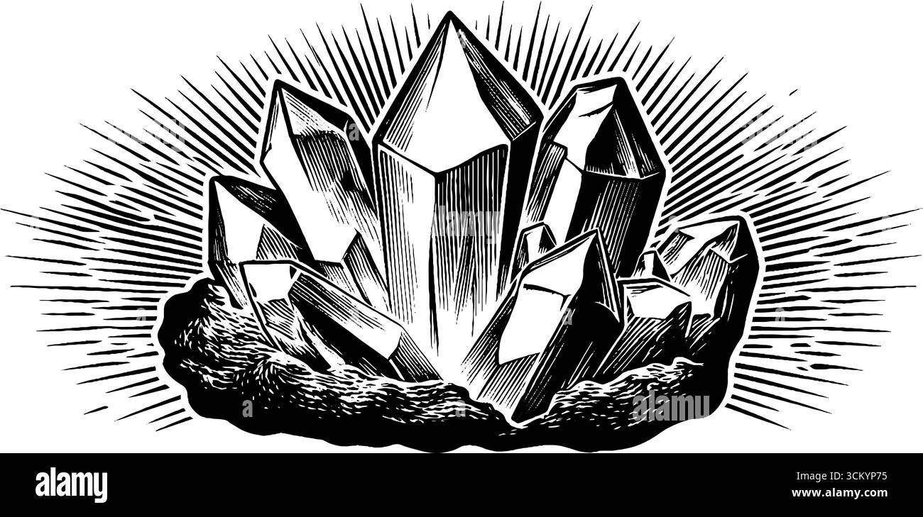 Gemma frantumata con un'aura radiosa e frammenti galleggianti. Illustrazione Vettoriale