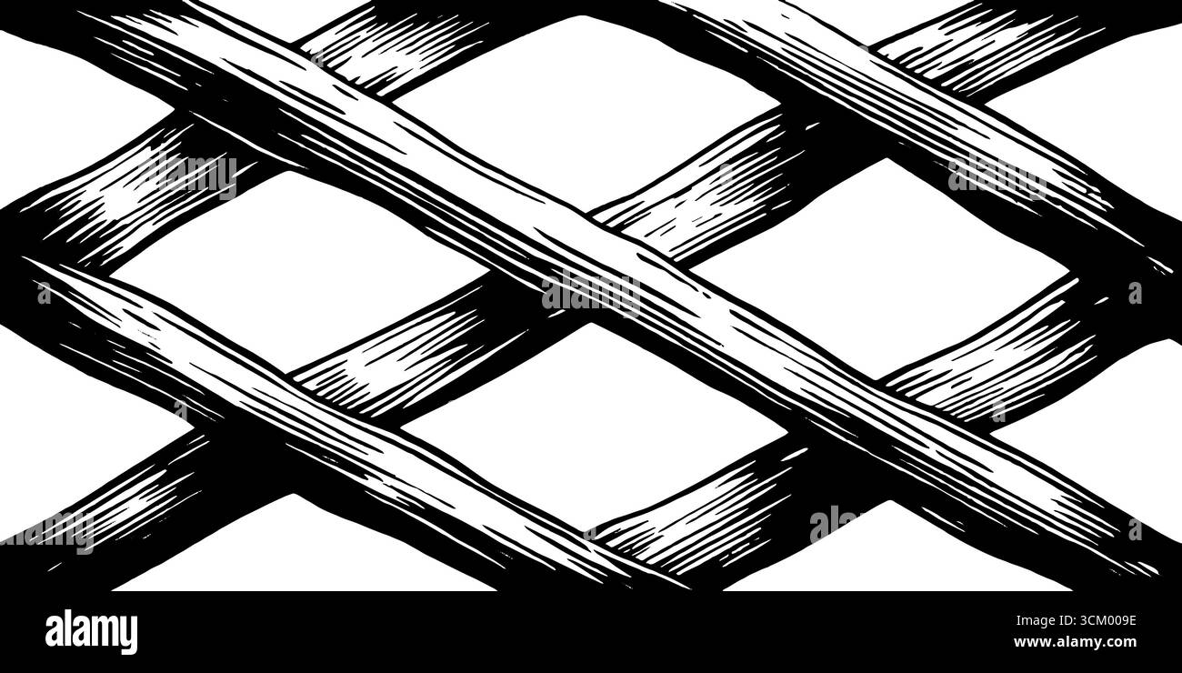 Interblocco reticolato e tratteggio a rombo per una decorazione artistica. Illustrazione Vettoriale