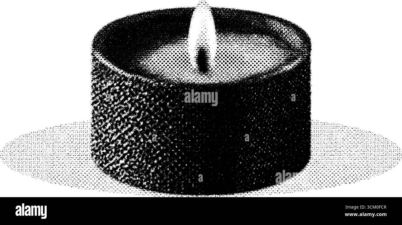 Candela bruciata vintage grunge in stile bicolore per un design retrò. Illustrazione Vettoriale