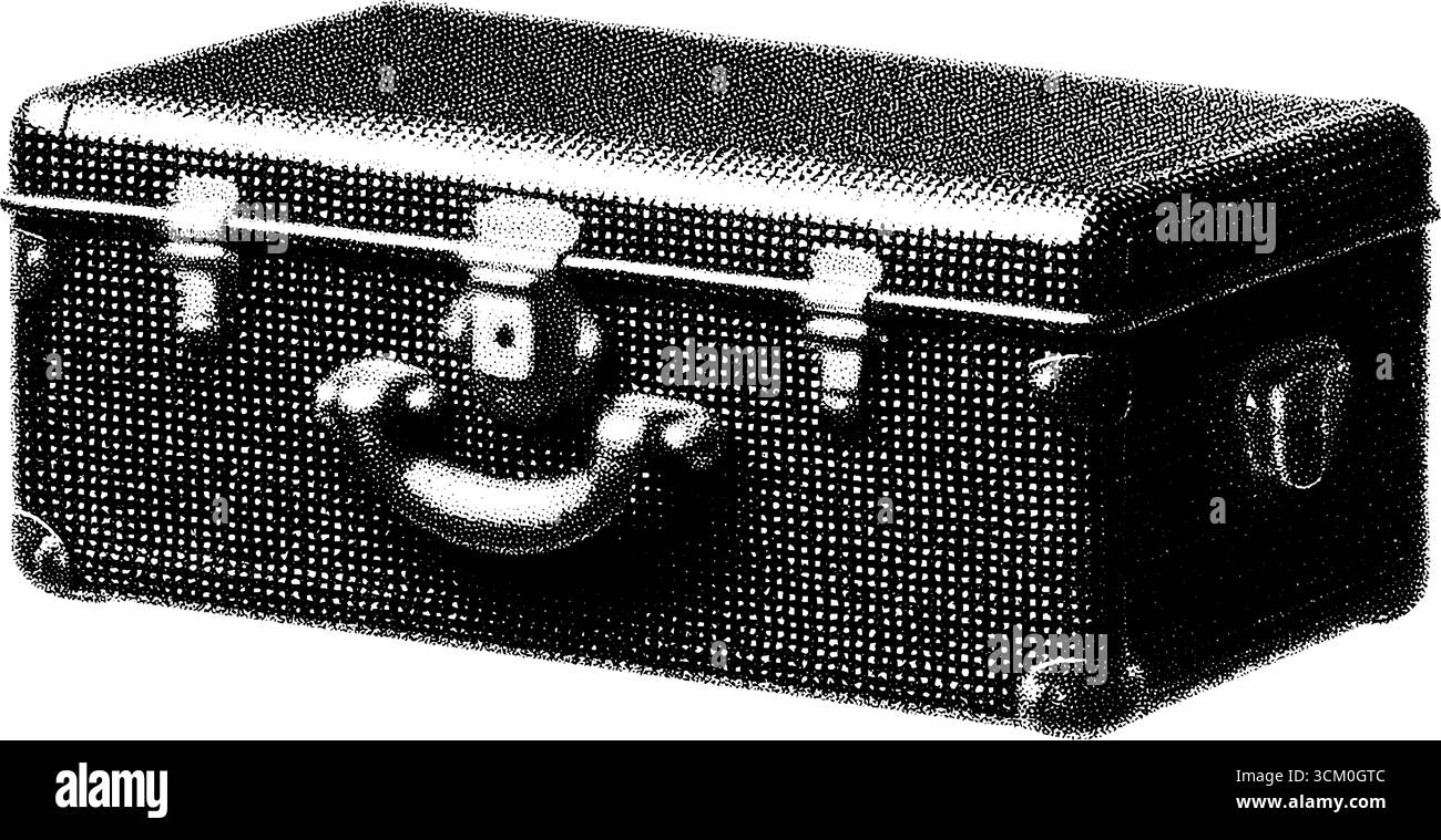 Baule da viaggio di lusso vintage in stile halftone per un design retrò. Illustrazione Vettoriale