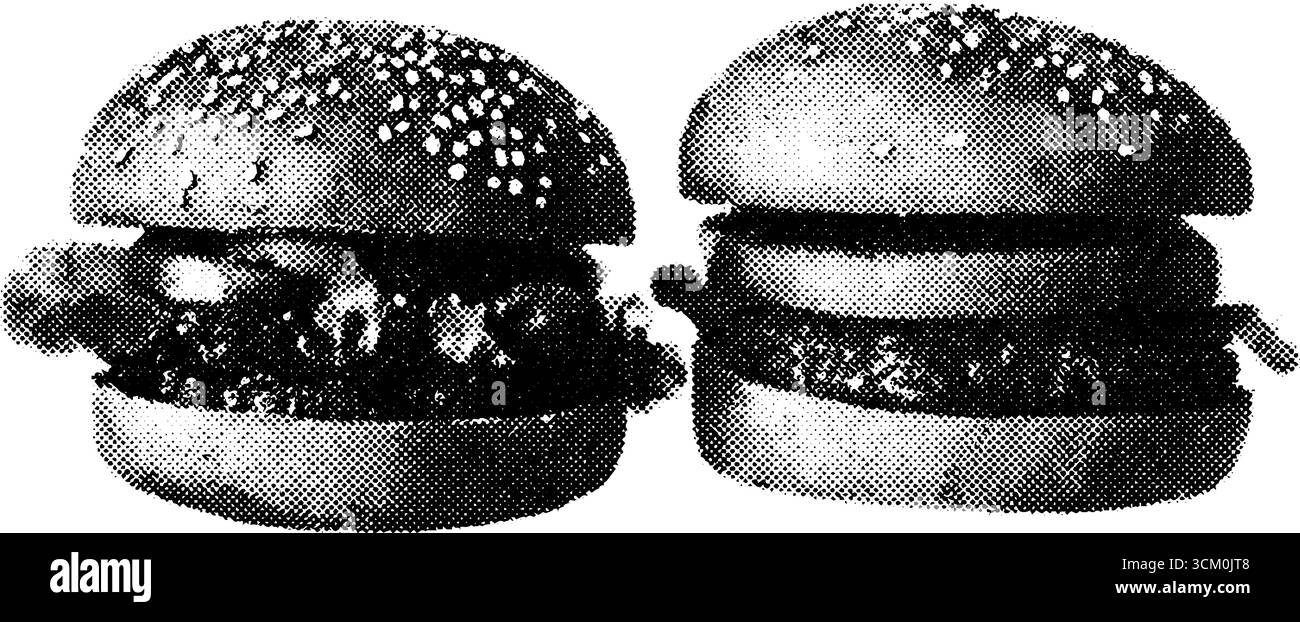 Hamburger di Street food vintage pop art a tema retrò. Illustrazione Vettoriale