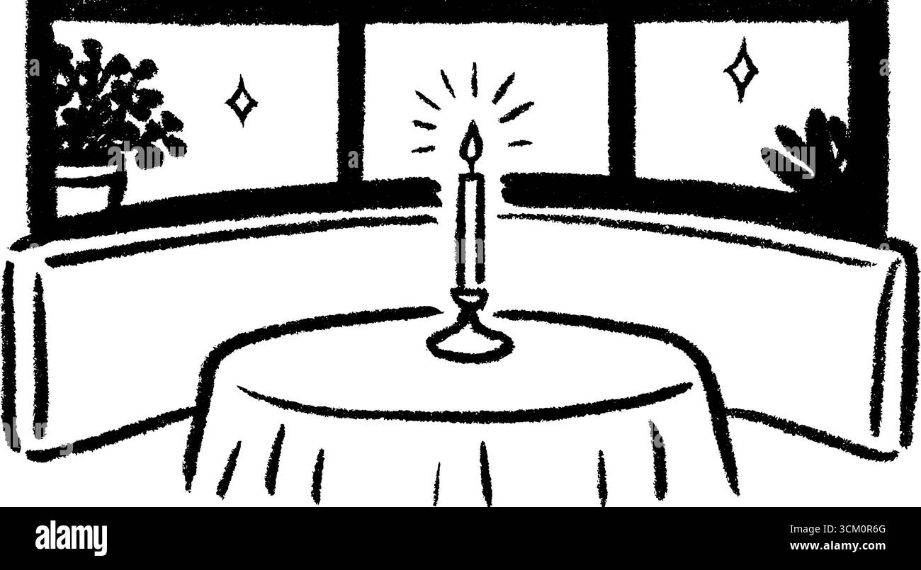 Ambiente accogliente a lume di candela con illuminazione ambientale. Illustrazione Vettoriale