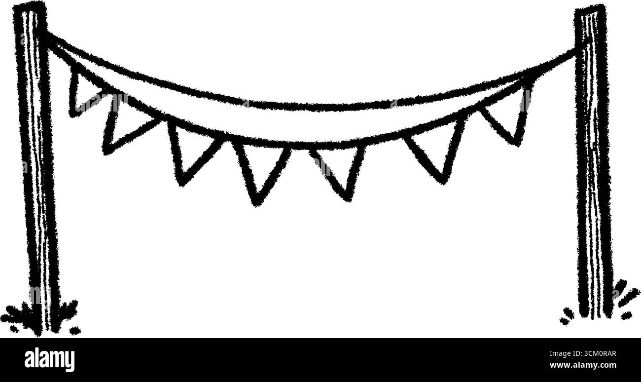 Bozzetto per striscioni natalizie con pali per un design decorativo. Illustrazione Vettoriale