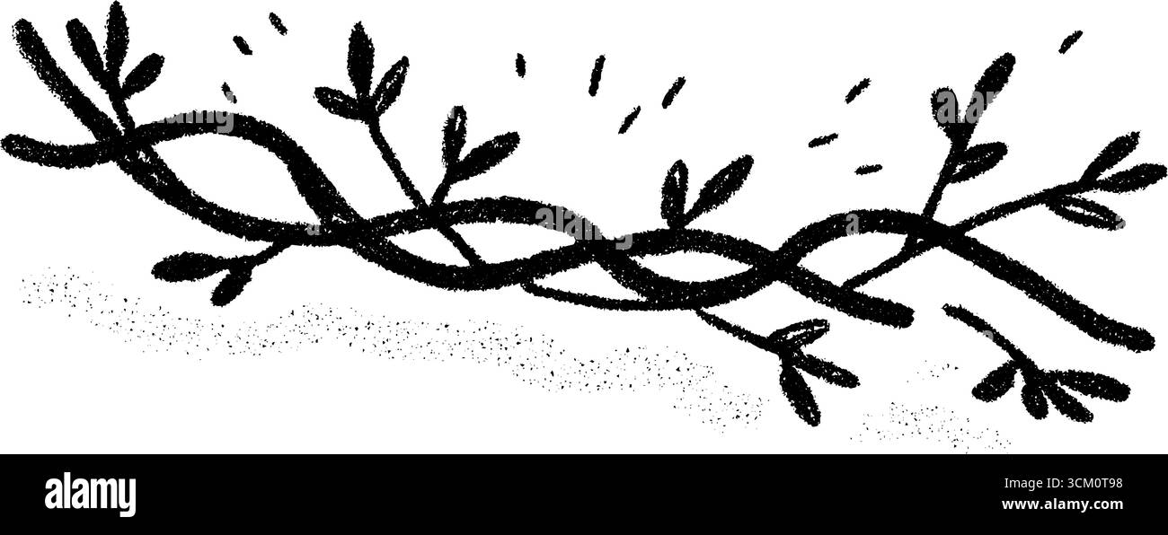 Bordo della vite edera curvo con foglie tortuose per un design naturale. Illustrazione Vettoriale