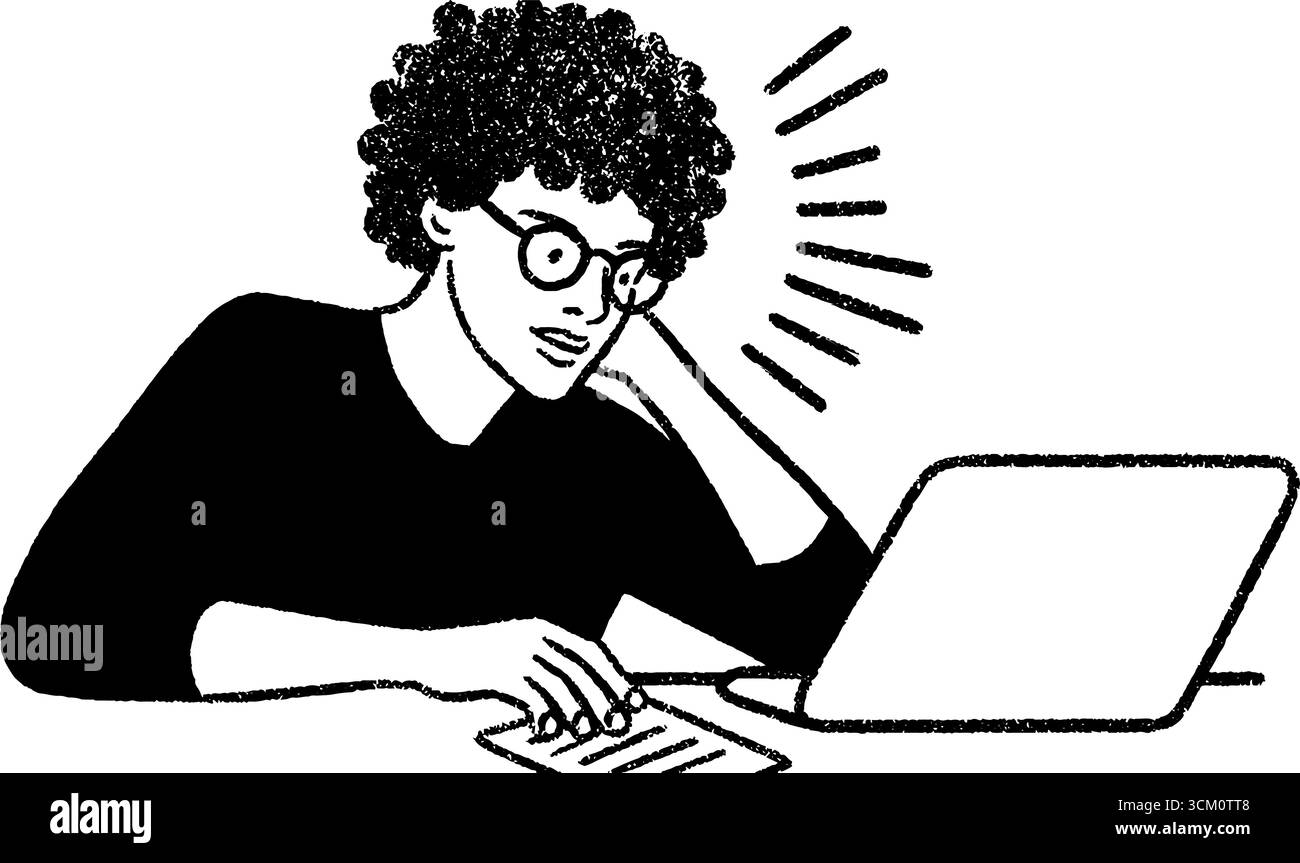 Schizzo di insegnamento virtuale con concetto di interazione del corso online. Illustrazione Vettoriale