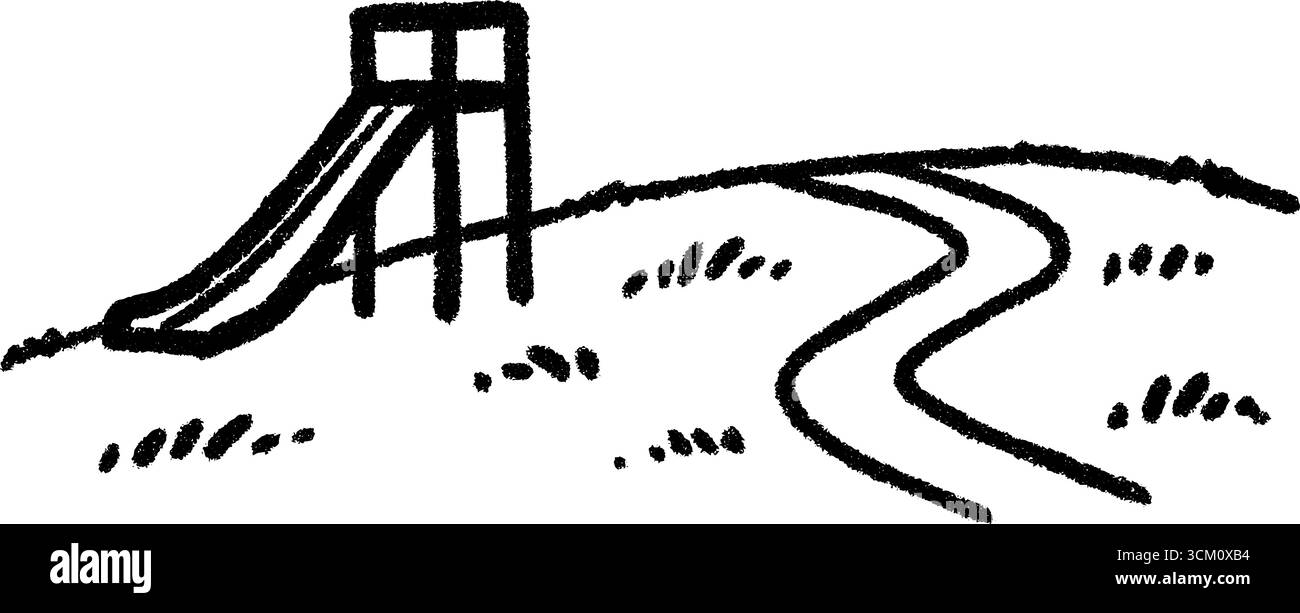 Bordo del parco giochi accanto alla strada residenziale per progetti di progettazione. Illustrazione Vettoriale