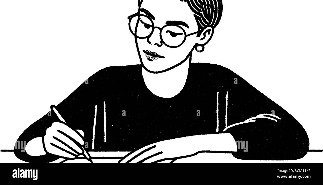 Concetto di creazione artistica: Persona che disegna un progetto su carta. Illustrazione Vettoriale