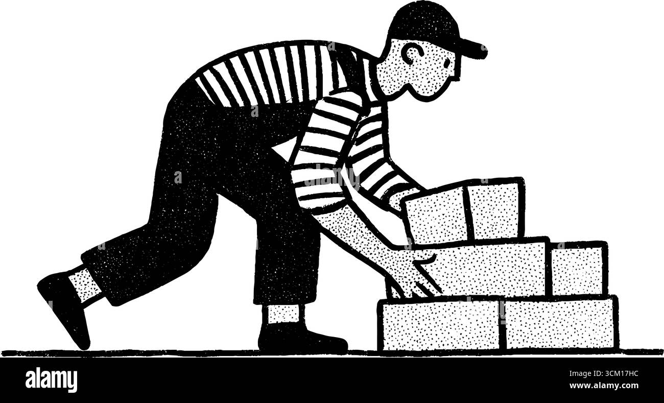 Lavoratori che organizzano scatole in ambiente gastronomico con dettagli in stile schizzo. Illustrazione Vettoriale