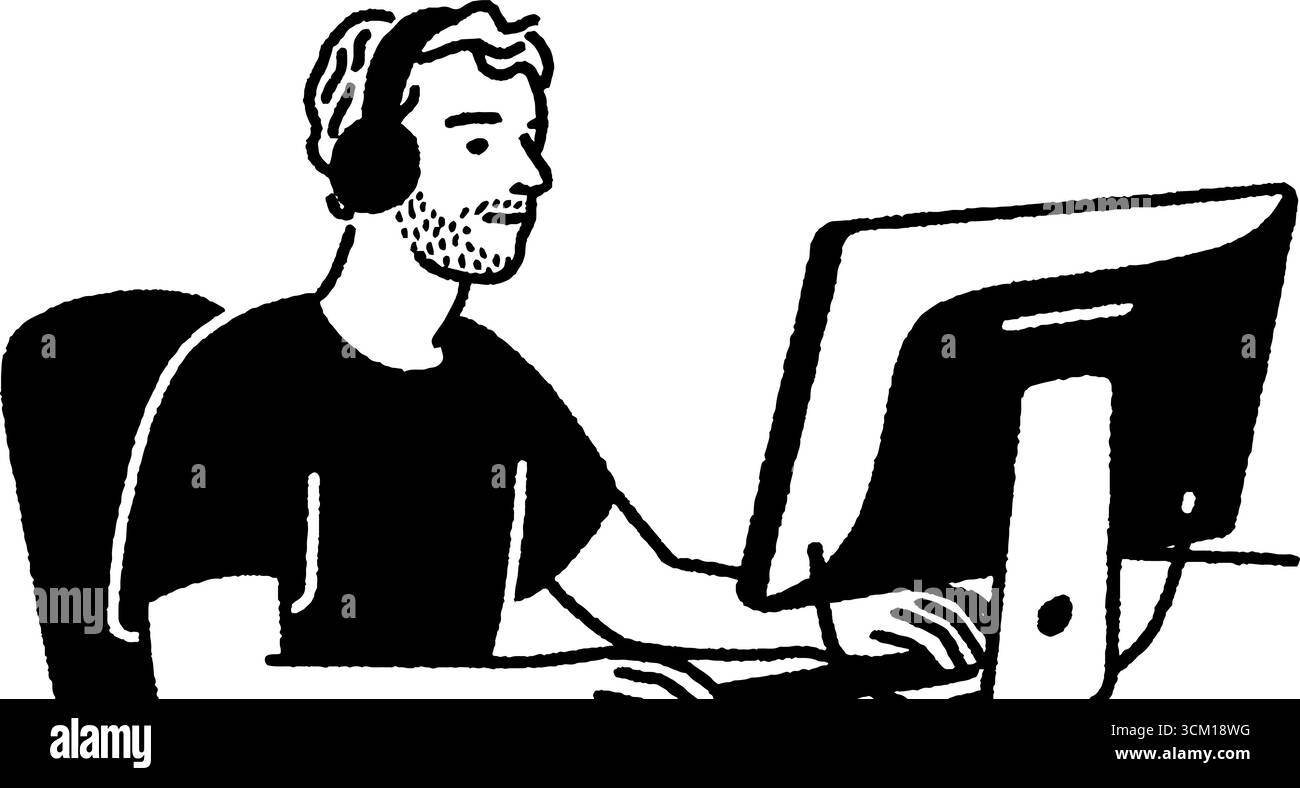 Esercitazione in streaming con due monitor per l'apprendimento creativo. Illustrazione Vettoriale