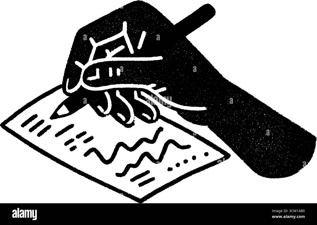 Analisi dei trend con linee tracciate a mano su carta per grafici. Illustrazione Vettoriale