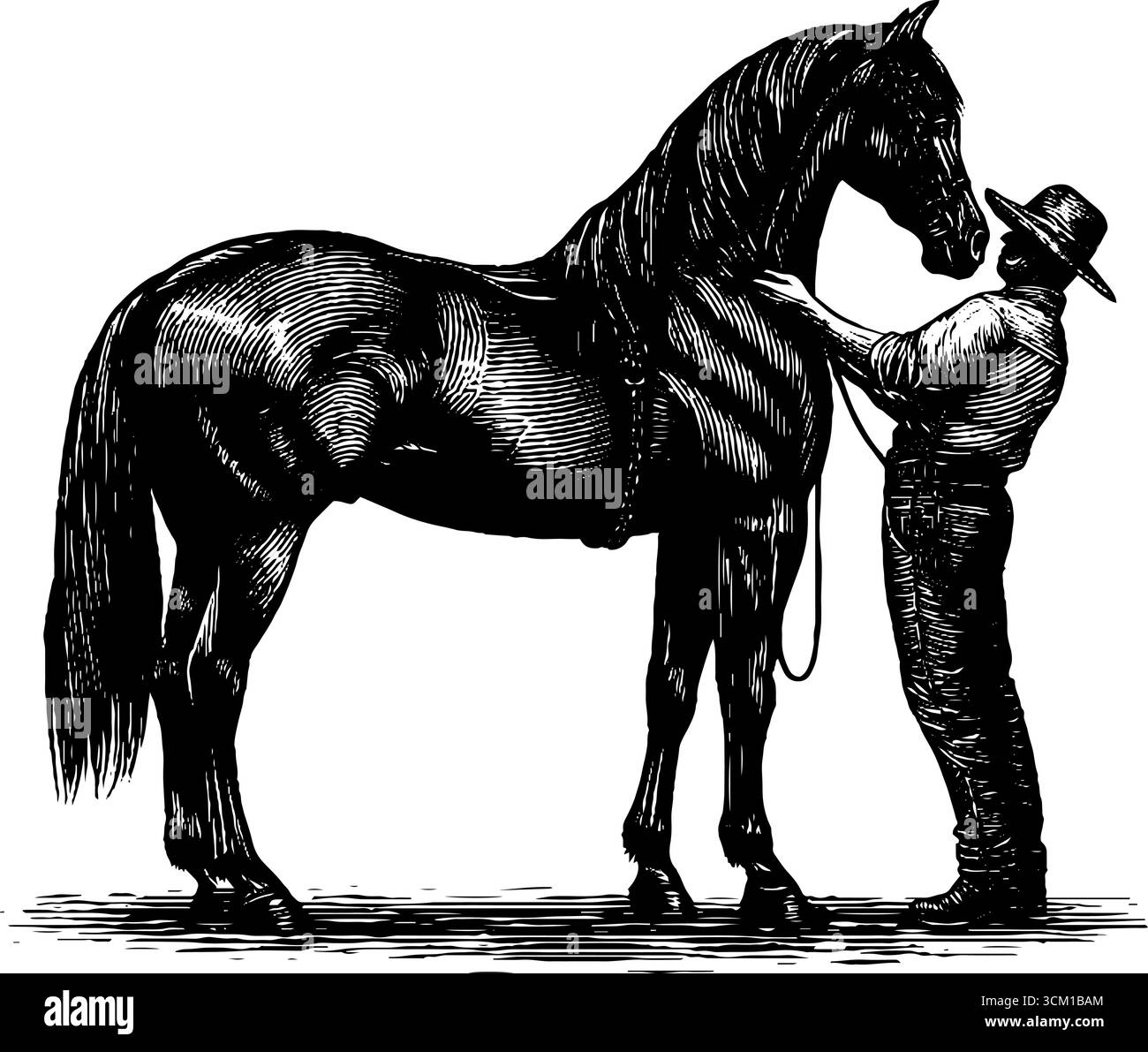 Scena di cavalli contadini d'epoca - design retrò per stampe o poster. Illustrazione Vettoriale