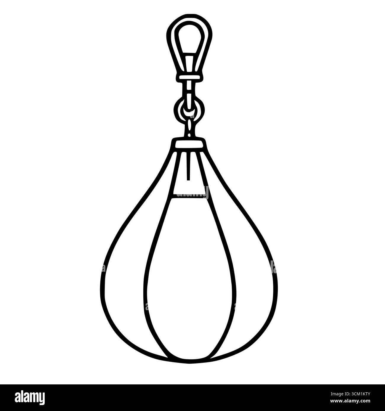 Un'illustrazione vettoriale dettagliata di una borsa Speed a forma di pera, meticolosamente disegnata con audaci contorni neri su uno sfondo bianco chiaro, che la mostra Illustrazione Vettoriale