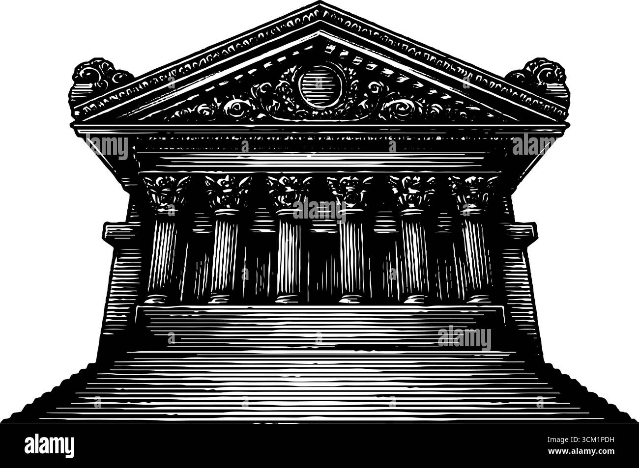 Cornice decorata dell'edificio con dettagli intricati in stile inciso per un design architettonico. Illustrazione Vettoriale