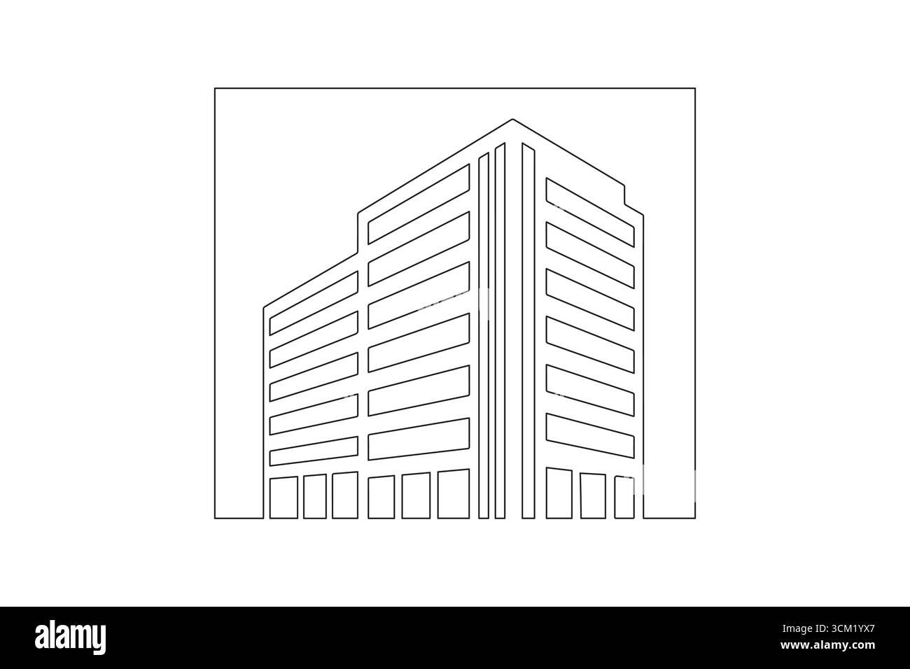 Edificio contemporaneo per uffici, design di opere d'arte a linea singola Illustrazione Vettoriale