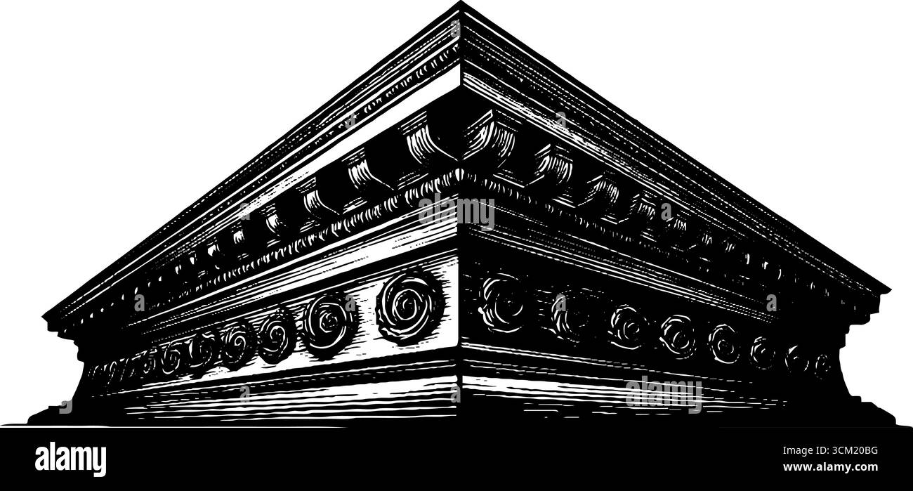 Cornice architettonica decorata: Incisione vintage per l'arredamento di edifici storici. Illustrazione Vettoriale