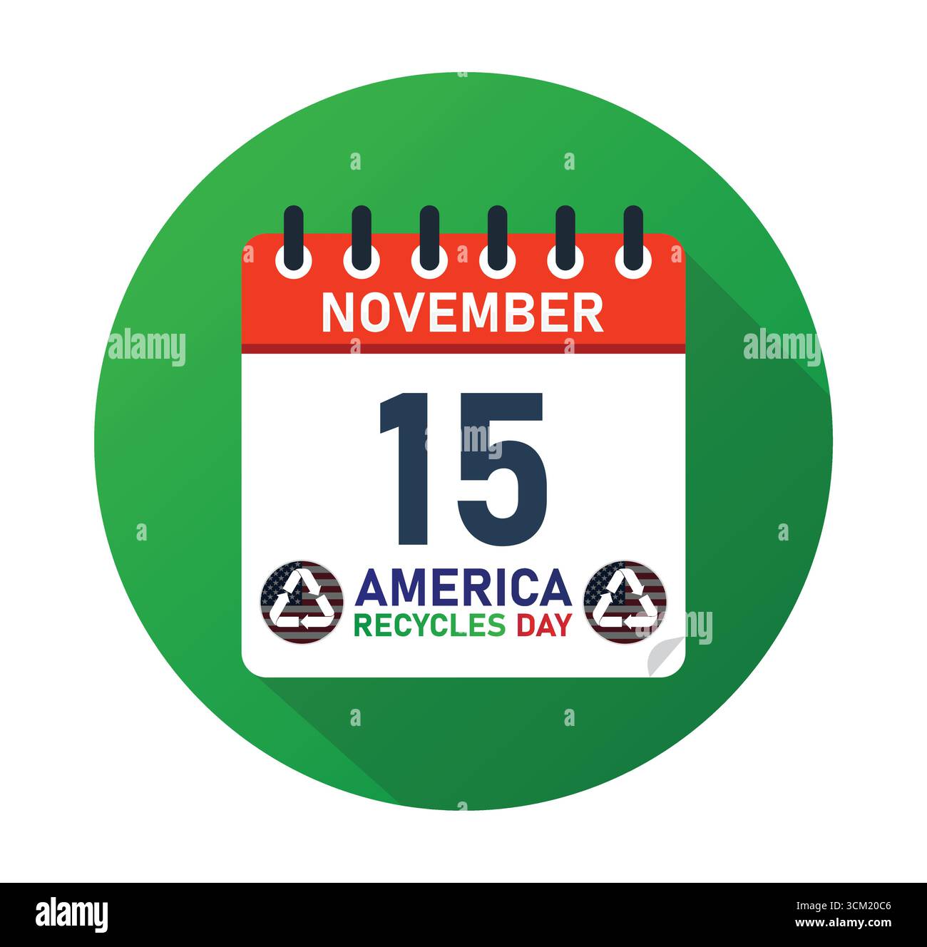 America Recycles Day 15 novembre Calendar Graphic Design. banner per post sui social media. Illustrazione vettoriale Illustrazione Vettoriale