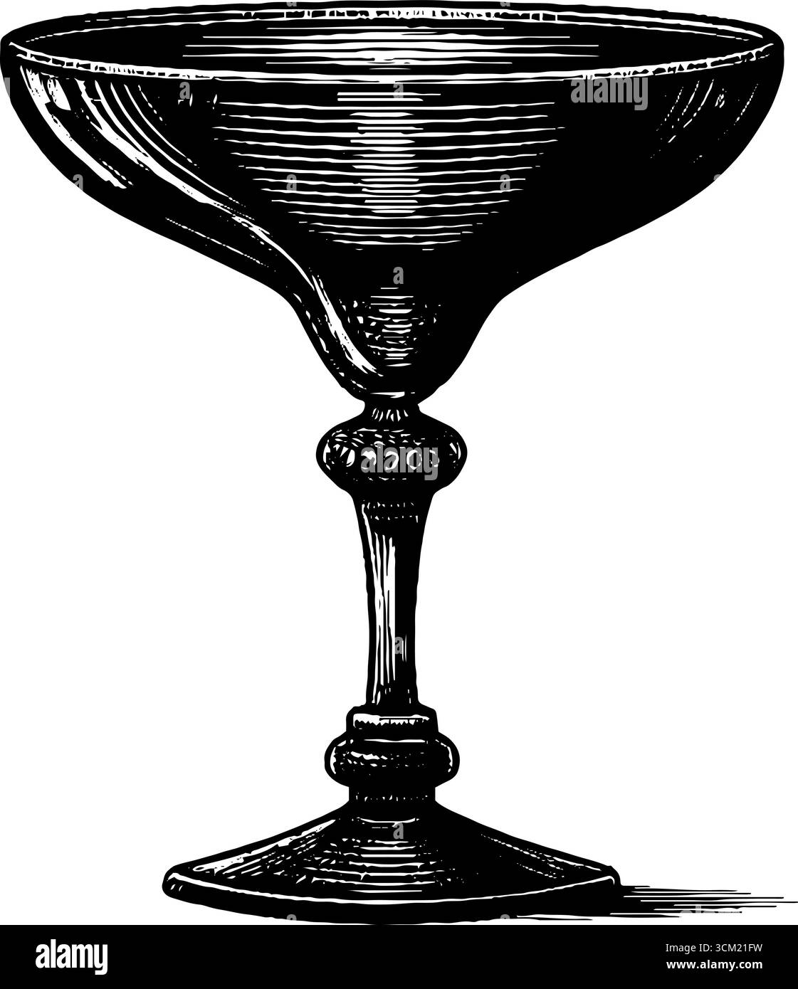 Illustrazione vintage incisa di vetro martini per il design e l'arredamento dei cocktail. Illustrazione Vettoriale