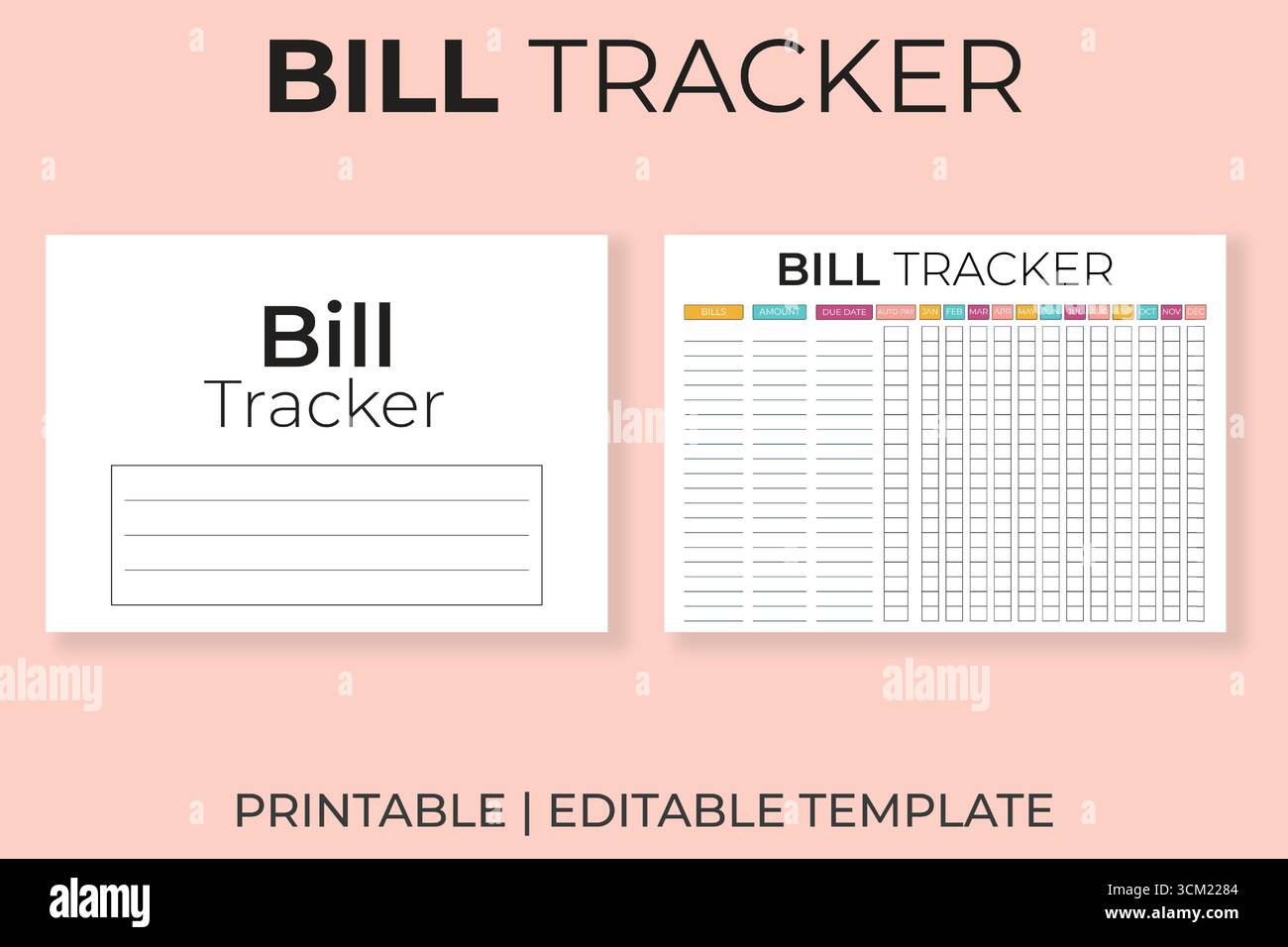 Un modello stampabile e modificabile di Bill Tracker Illustrazione Vettoriale