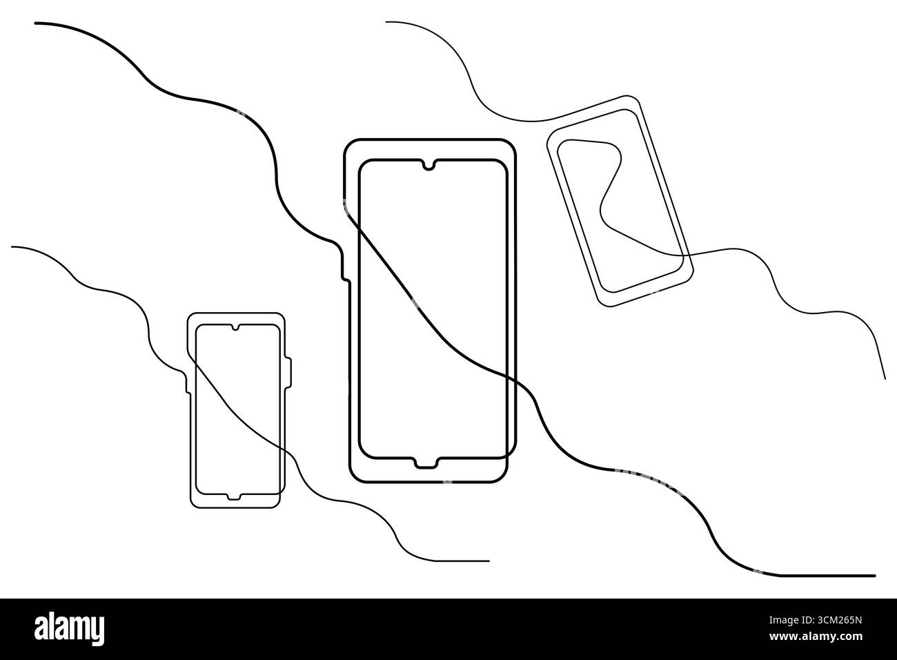 Immagine continua su una linea di disegno di Smart Mobile illustrazione vettoriale di Smart Mobile Illustrazione Vettoriale