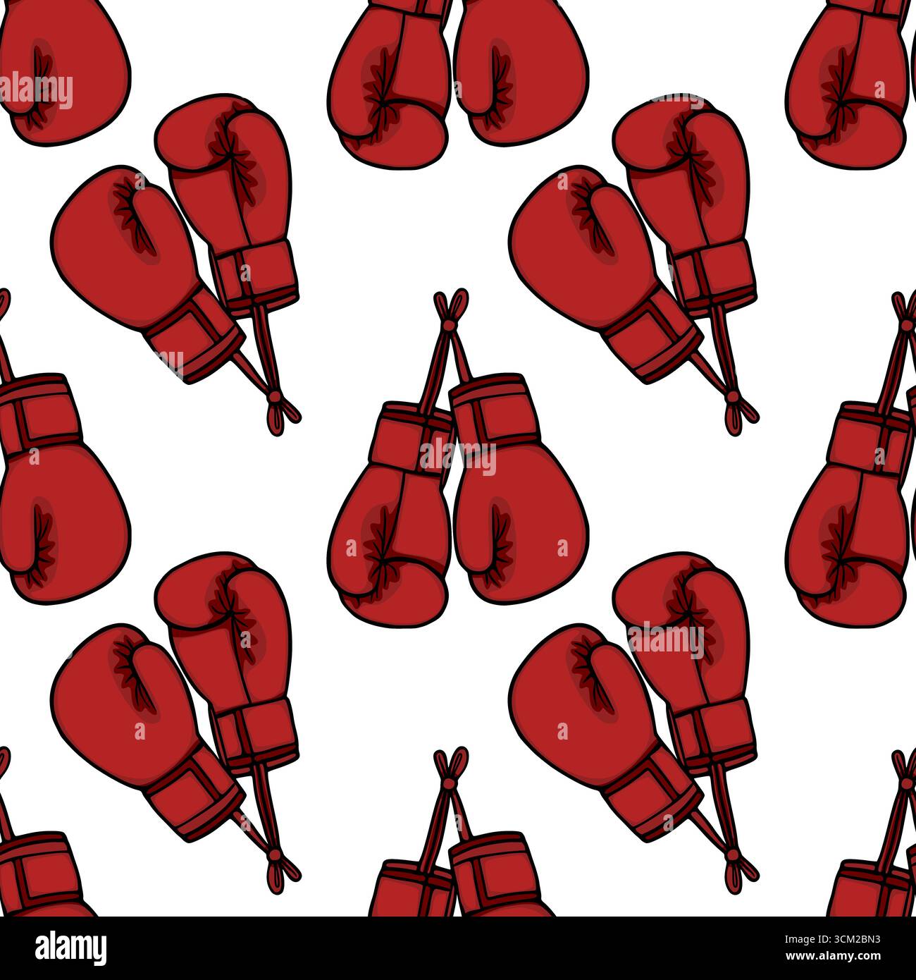 Guantoni da boxe rossi con motivo vettoriale senza cuciture, un'illustrazione dinamica perfetta per lo sport o i design a tema lotta. Illustrazione Vettoriale