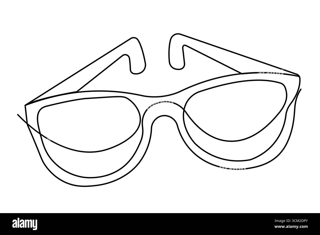 Occhiali da sole con disegno continuo su una linea, contorno minimalista in stile vettoriale, moda semplice Illustrazione Vettoriale