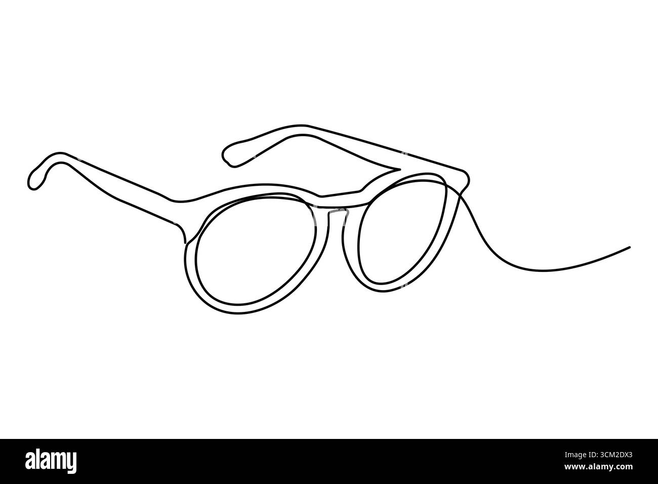 Occhiali da sole con disegno continuo su una linea, contorno minimalista in stile vettoriale, moda semplice Illustrazione Vettoriale