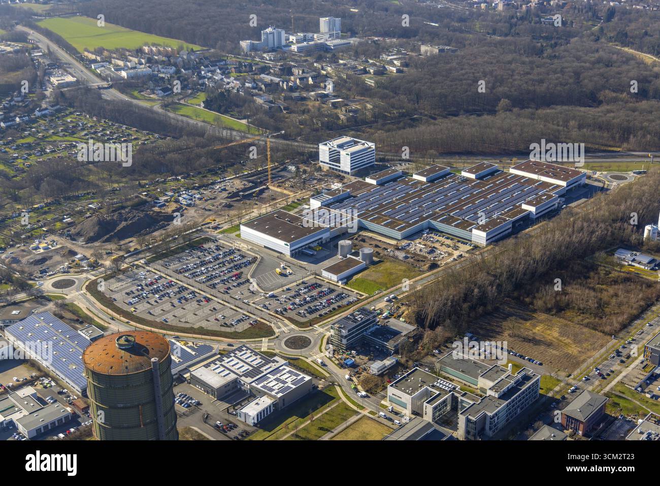 Vista aerea, Wilo Park nella zona industriale di Phoenix West nel distretto Hoerde di Dortmund, regione della Ruhr, Renania settentrionale-Vestfalia, Germania Foto Stock