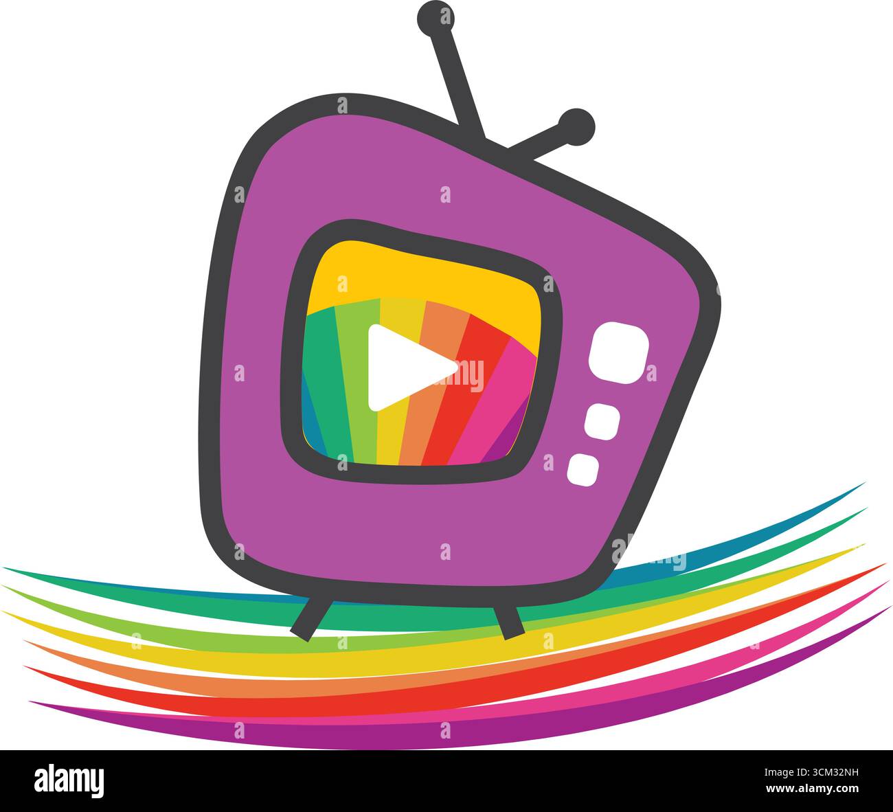 Logo TV cartoon arcobaleno Illustrazione Vettoriale