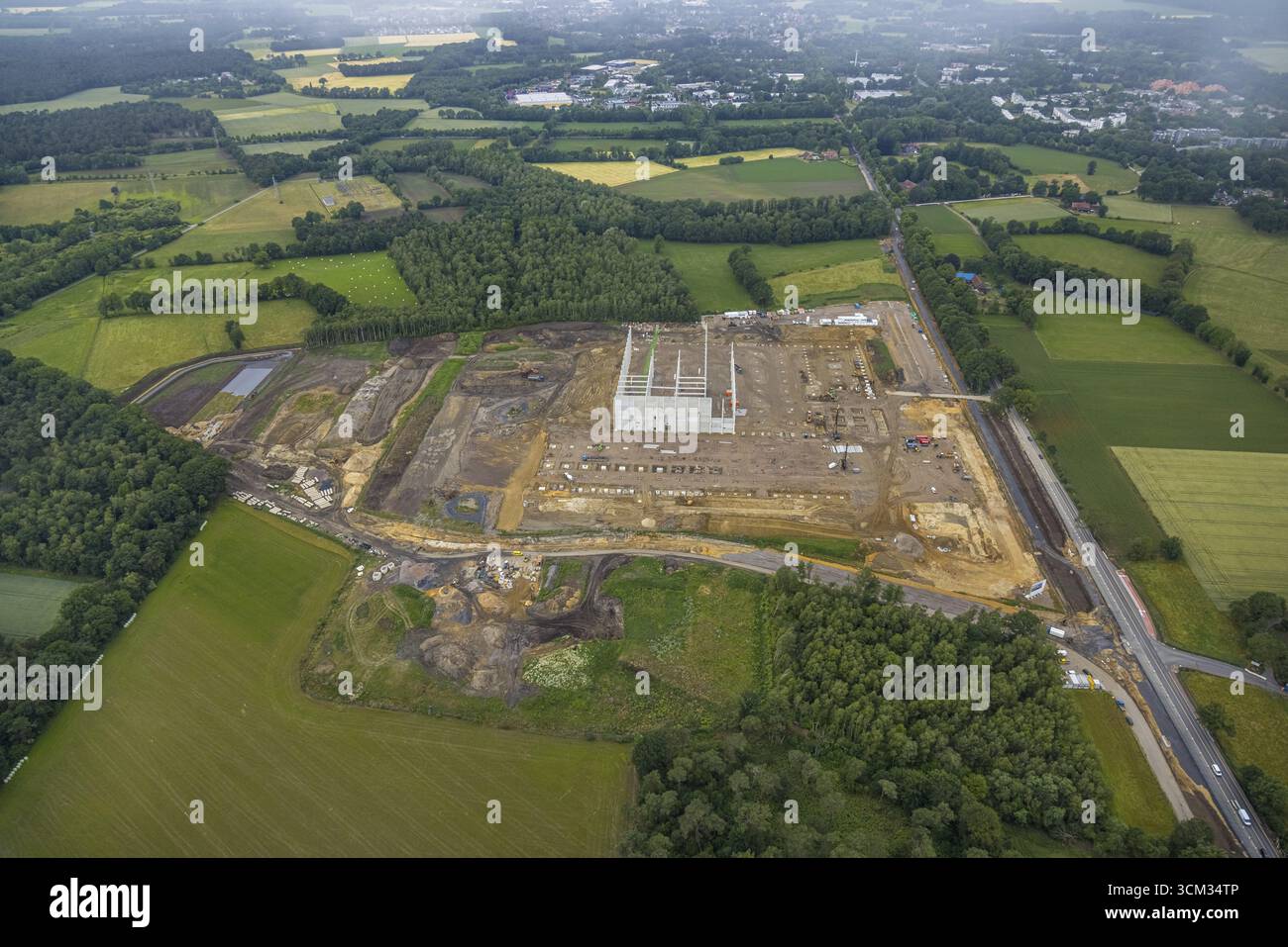 Vista aerea, cantiere per il parco industriale grosse Heide, ex miniera Wulfen 1/2 della miniera Fuerst Leopold, Barkenberg, Dorsten, Ruhr Foto Stock