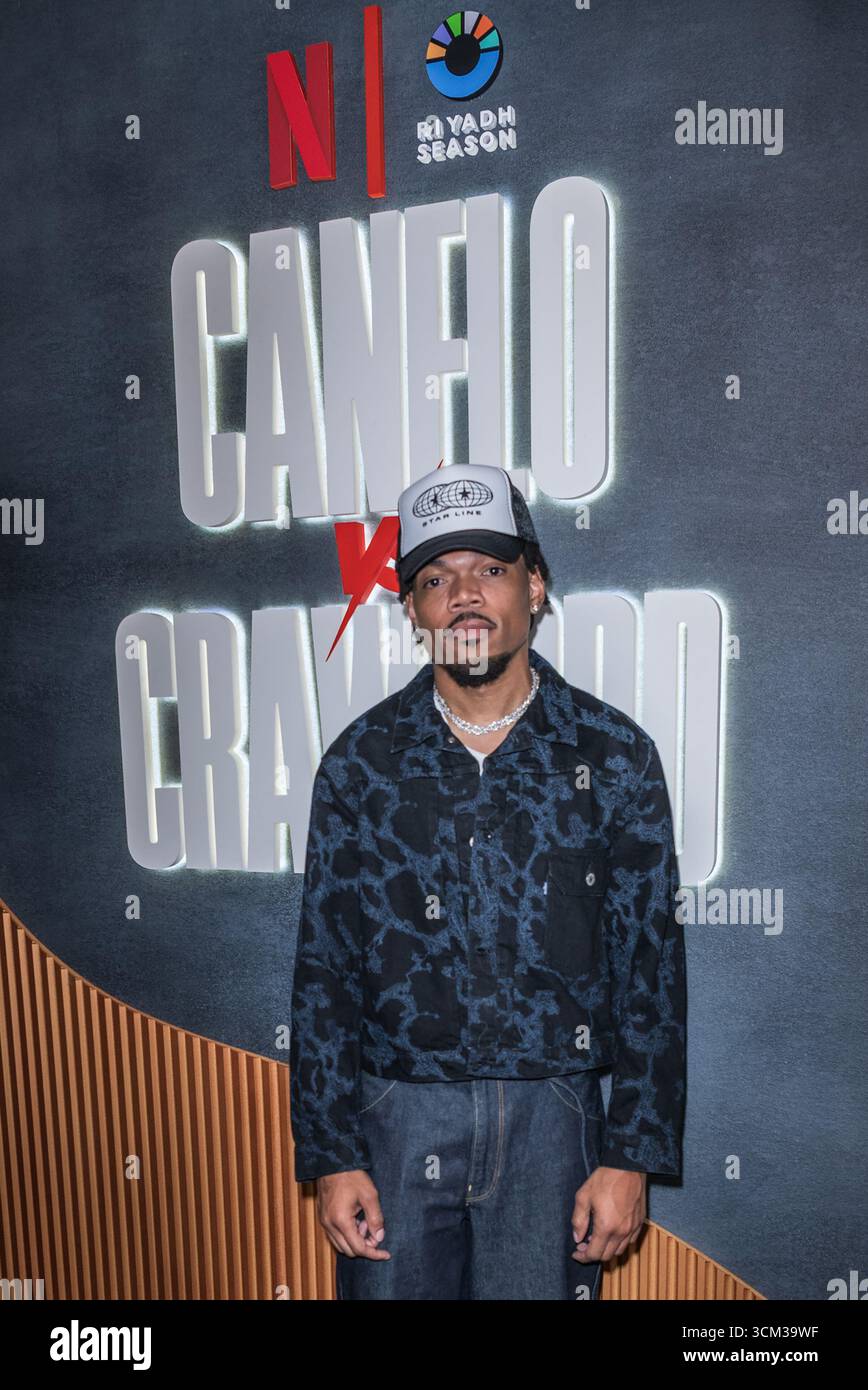 LAS VEGAS, NEVADA - 13 SETTEMBRE: Chance the rapper al Canelo vs Crawford Fight Night di Netflix all'Allegiant Stadium il 13 settembre 2025 a Las Vegas, Nevada. Crediti: DeeCee Carter/MediaPunch Foto Stock