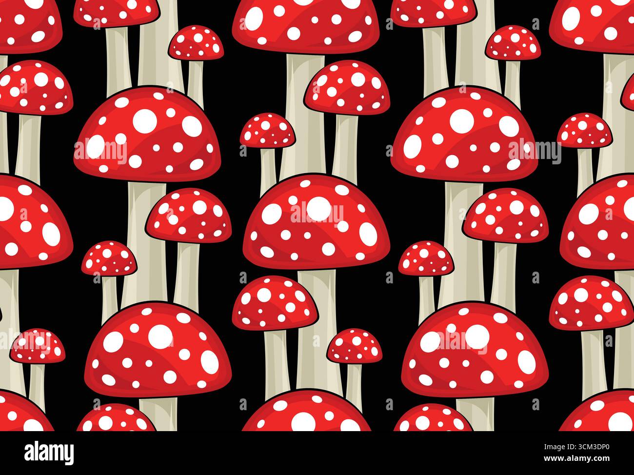 Sfondo senza cuciture con funghi della foresta rossa. Illustrazione Vettoriale