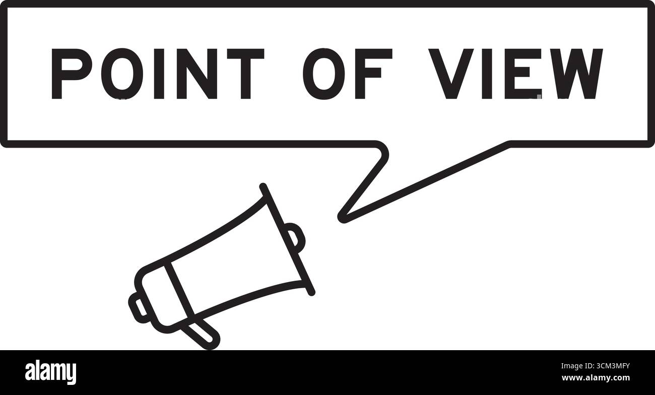 Icona megafono con bolla vocale nel punto di vista delle parole su sfondo bianco Illustrazione Vettoriale