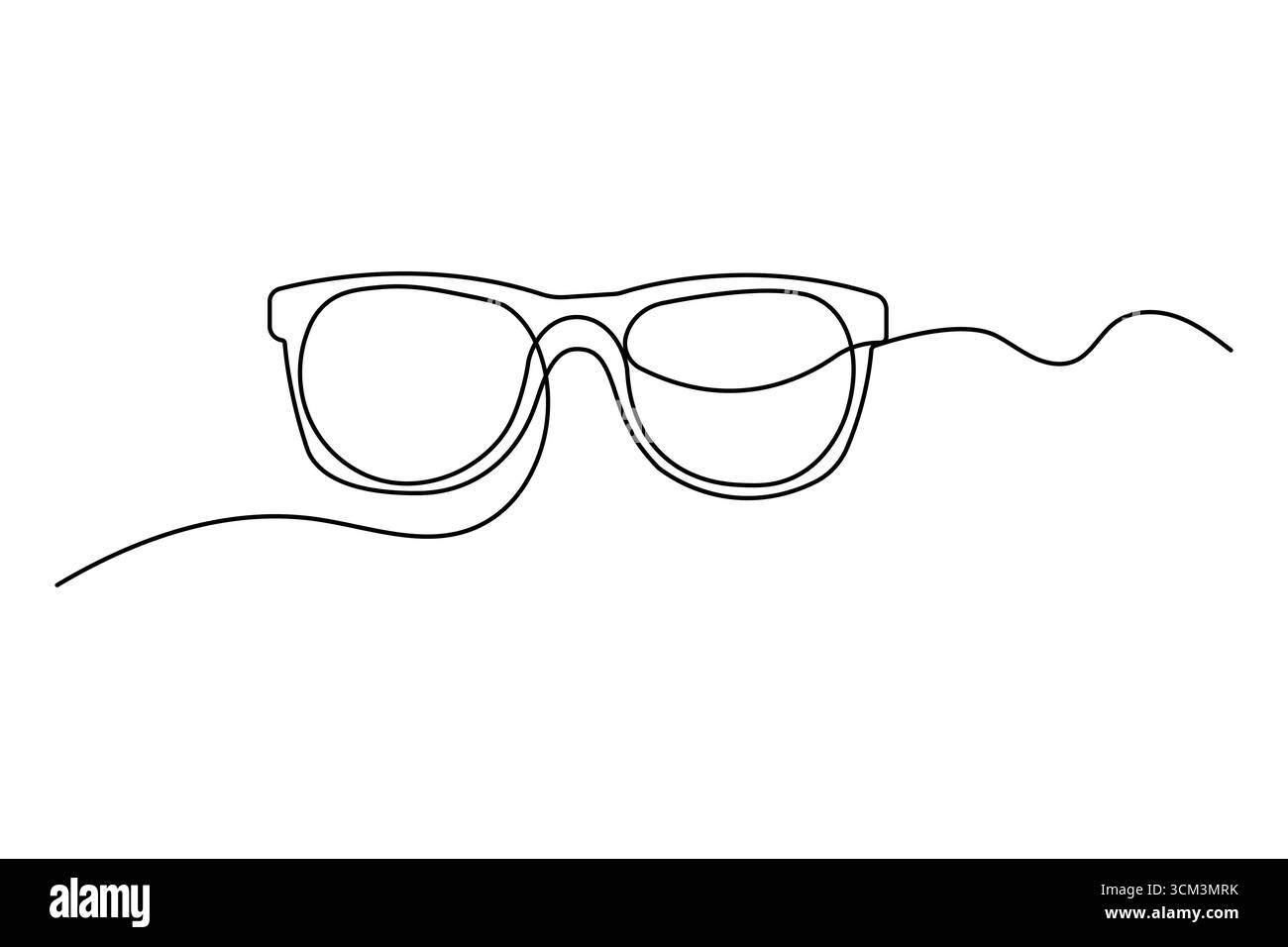 Occhiali da sole con disegno continuo su una linea, contorno minimalista in stile vettoriale, moda semplice Illustrazione Vettoriale