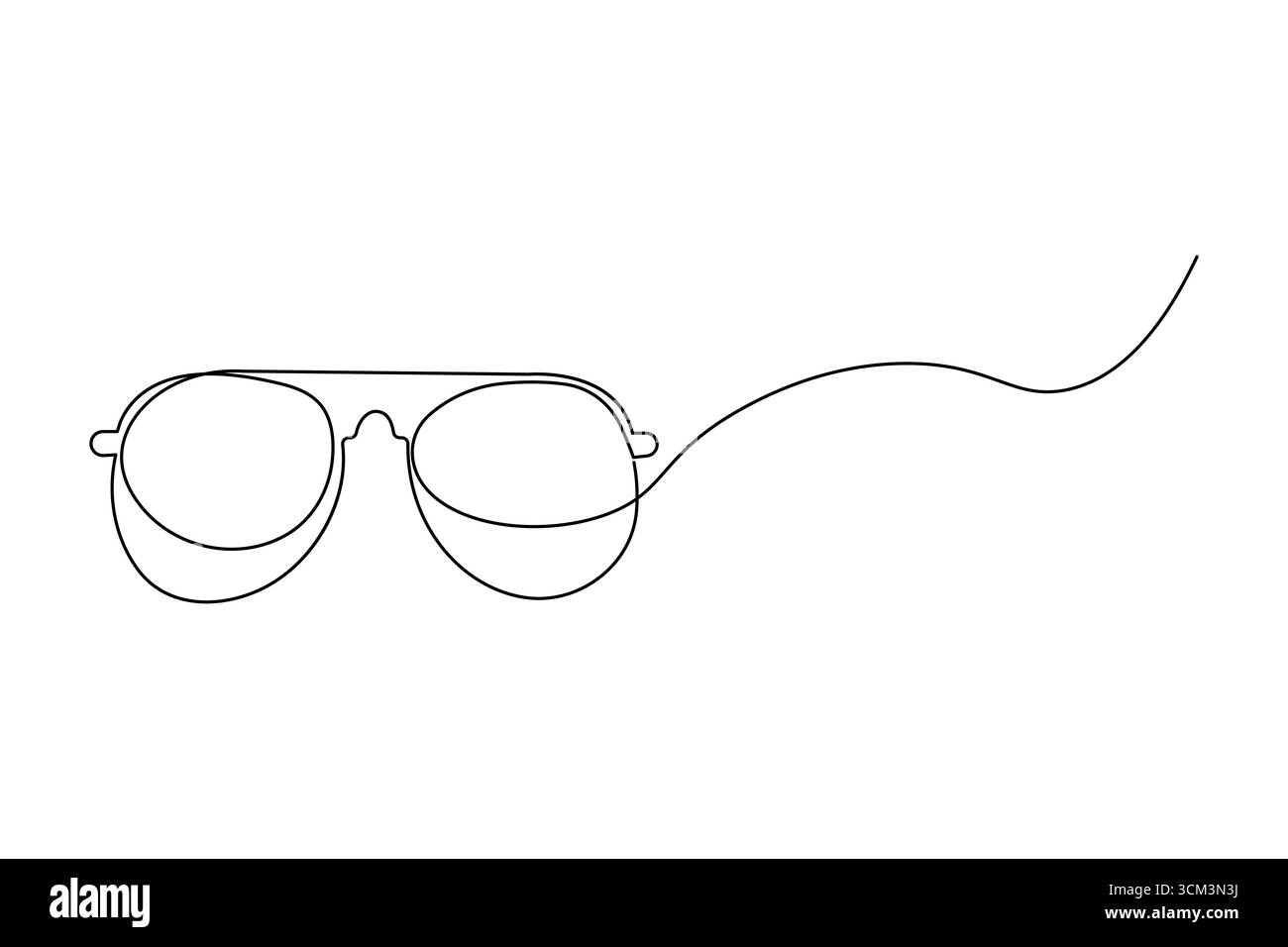 Occhiali da sole con disegno continuo su una linea, contorno minimalista in stile vettoriale, moda semplice Illustrazione Vettoriale