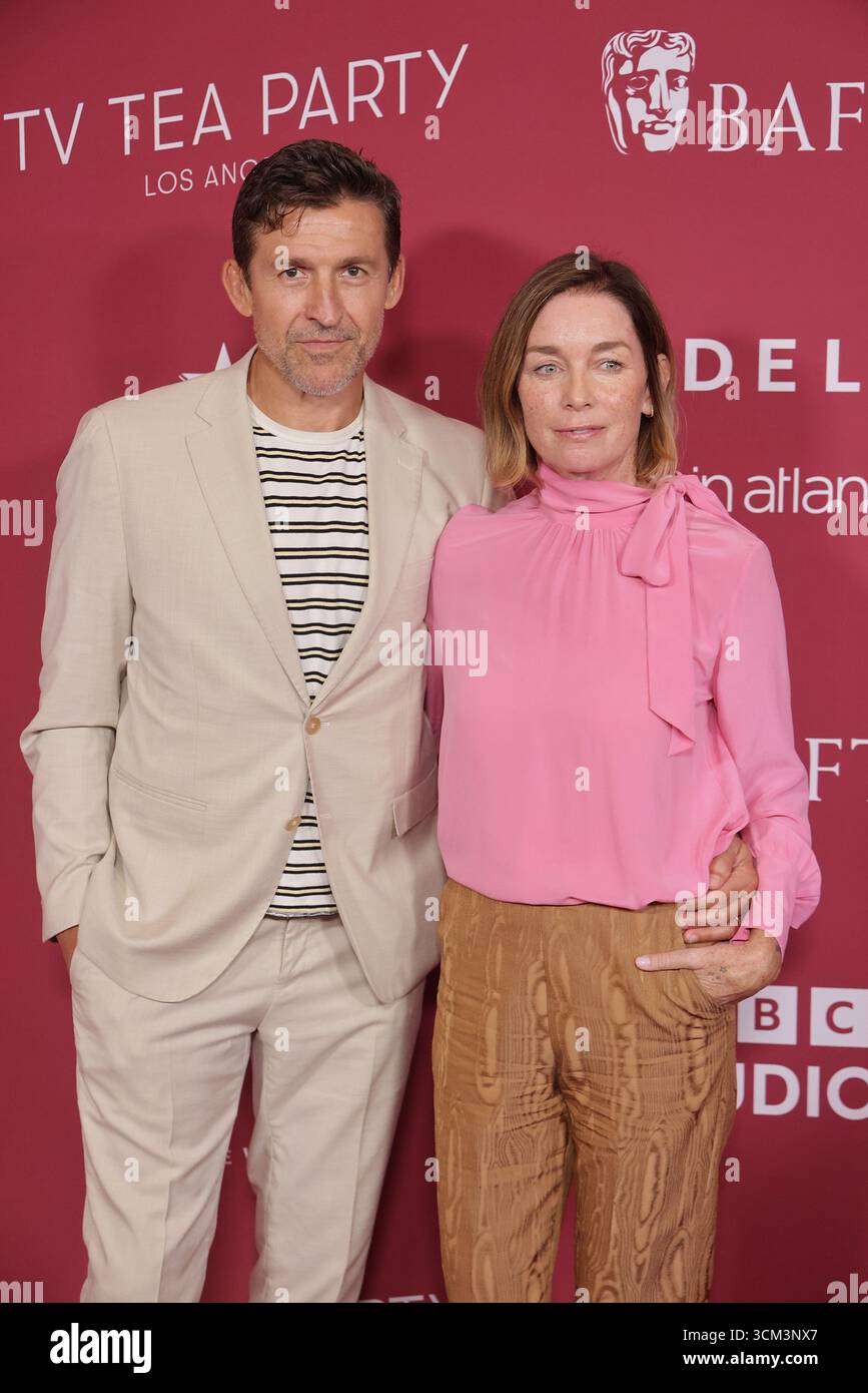Julianne Nicholson, Jonathan Cake partecipano al BAFTA TV Tea Party al Maybourne Beverly Hills il 13 settembre 2025 a Beverly Hills, California. Foto: Crash/imageSPACE /MediaPunch Foto Stock