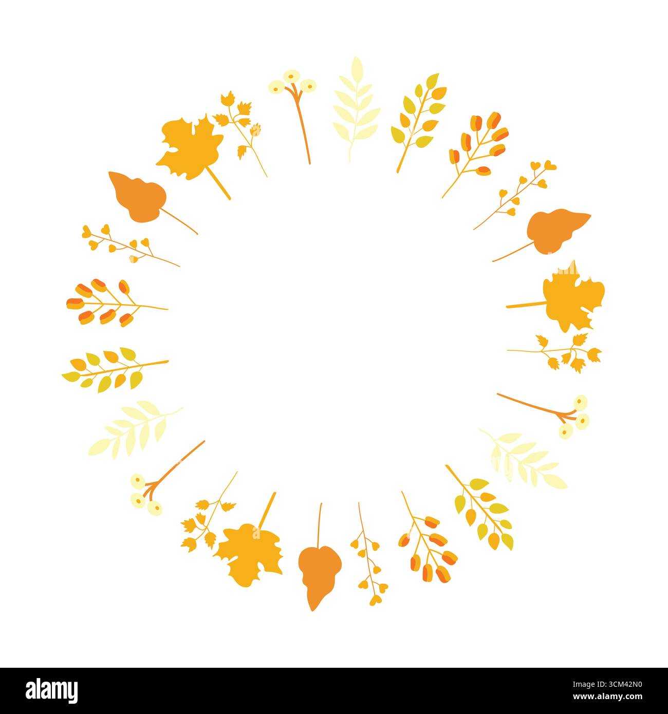 Cornice decorativa vettoriale realizzata con foglie autunnali. Illustrazione Vettoriale