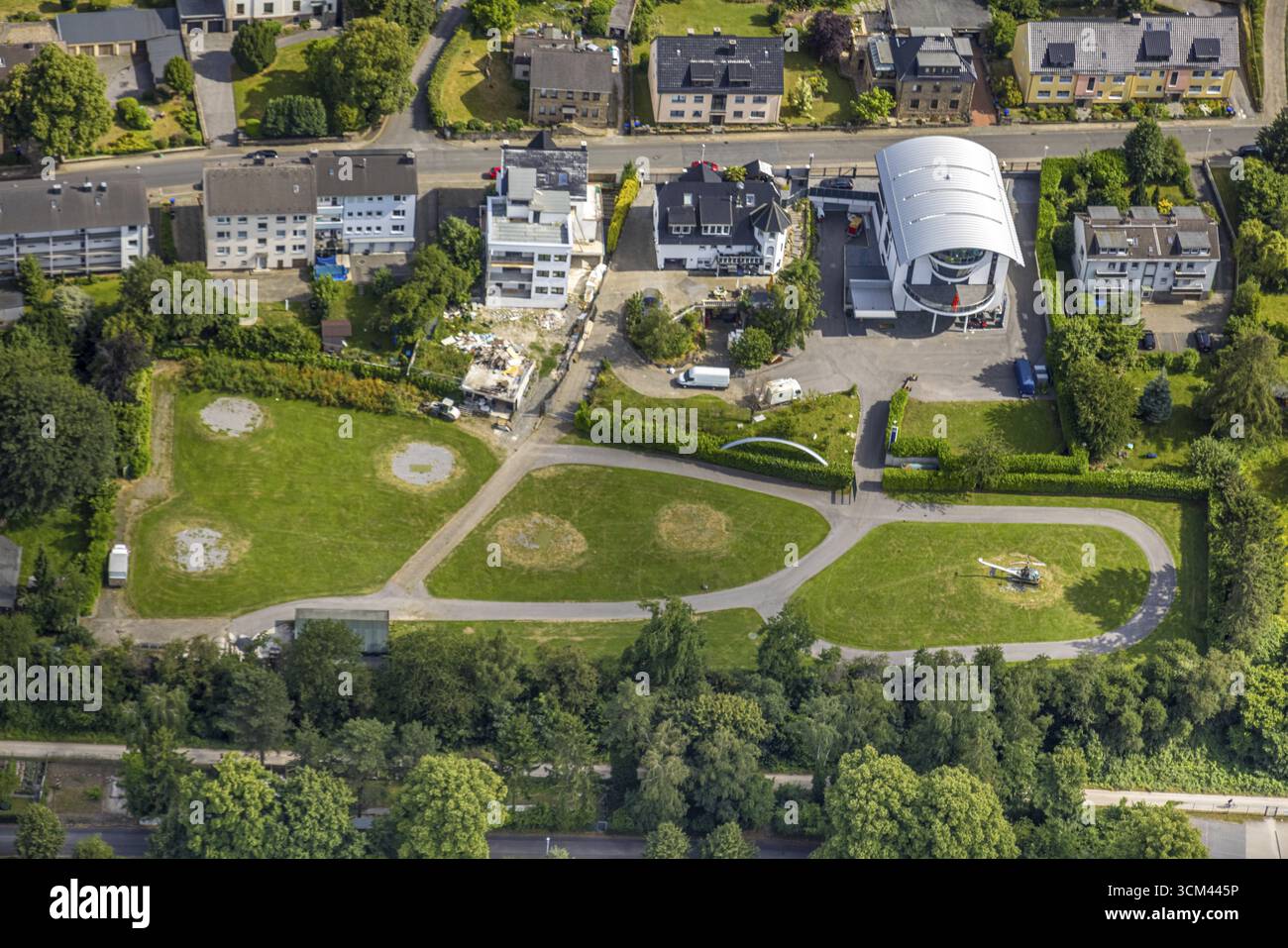 Veduta aerea, proprietà abitativa Marktweg, elicottero in giardino, Ruedinghausen, Witten, regione della Ruhr, Renania settentrionale-Vestfalia, Germania, Germania, Germania, Europa, proprietà ta Foto Stock