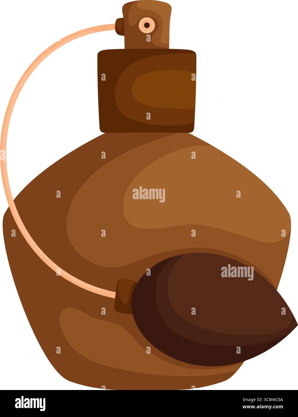 Illustrazione astratta di una bottiglia di profumo. Con curve lisce, varie sfumature di marrone e un design piatto. L'impressione generale è sim Illustrazione Vettoriale